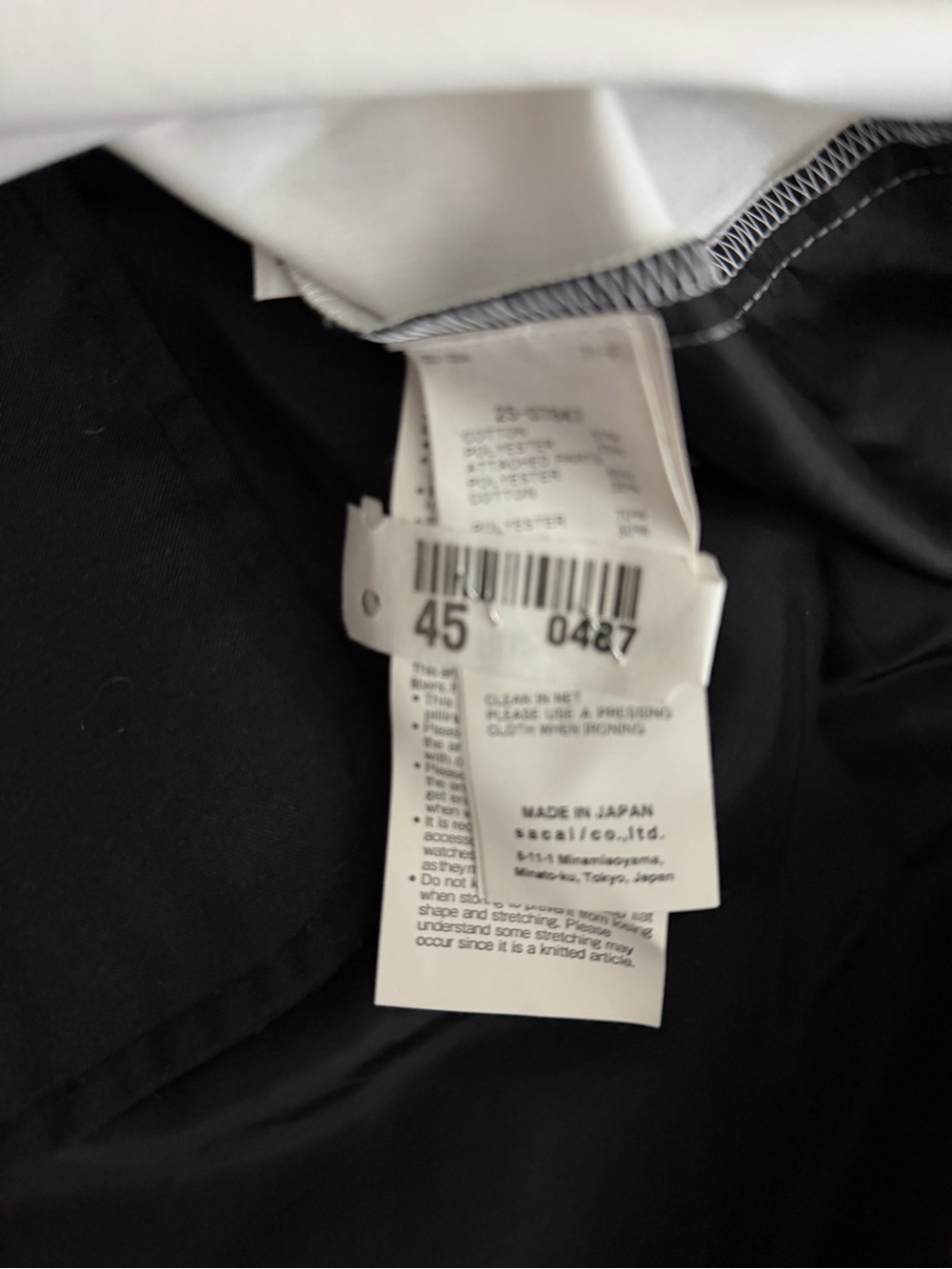 Sacai  Poplin x Knit Dress Black and White Layered Mini Dress - Picture 6 of 8